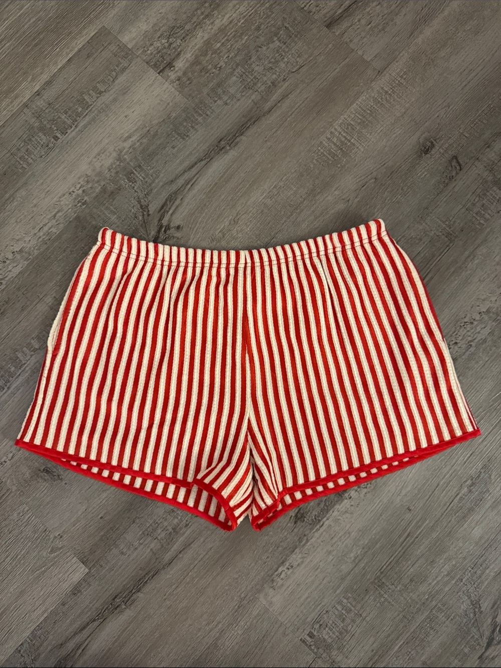 Women’s Red and White Striped Shorts